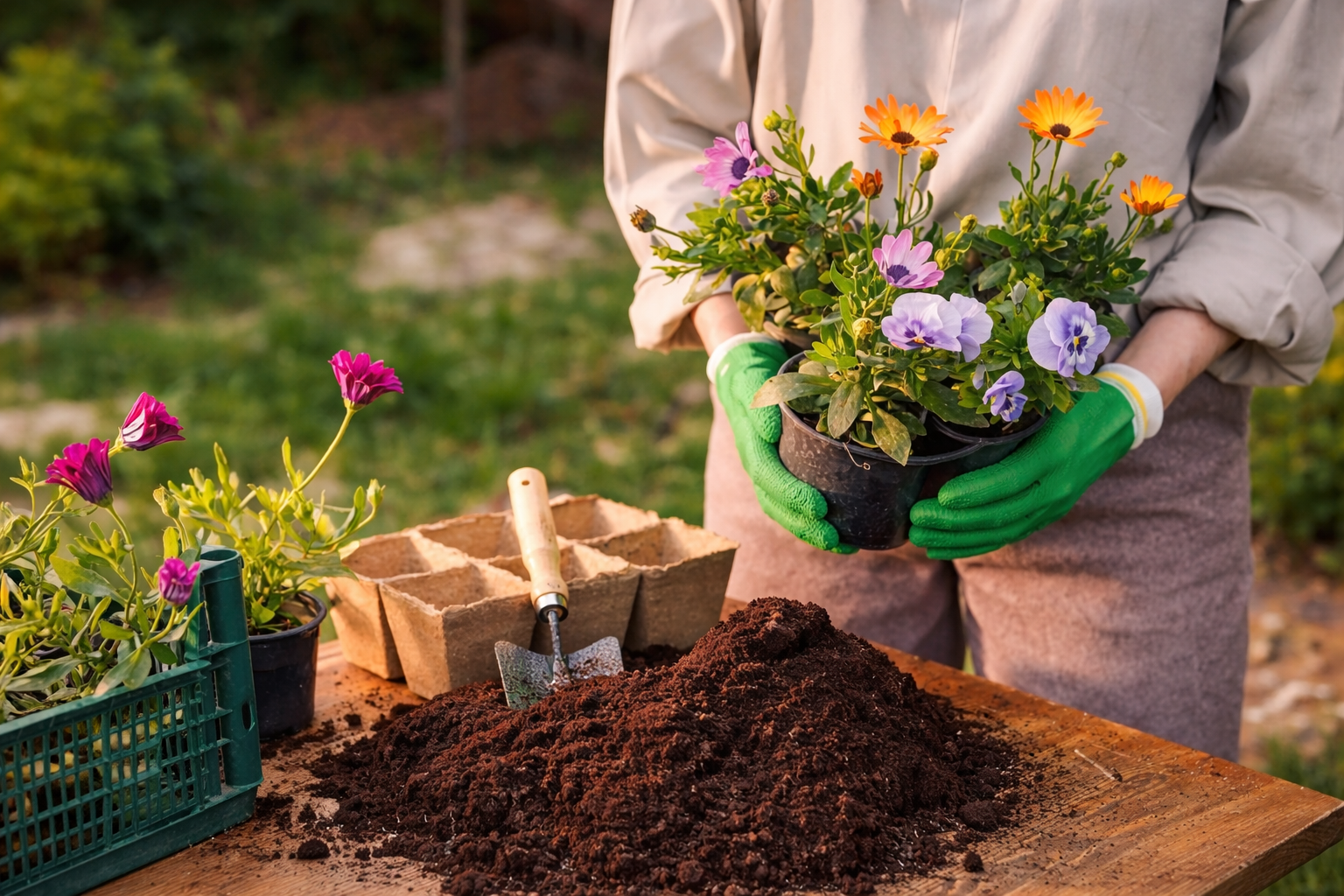 Засаждане на жив плет, дървета, храсти и цветя